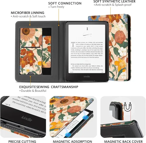 Vista 19 de CoBak Funda inteligente para Kindle Paperwhite de 6.8" de 11ª generación 2021 con función de encendido automático, ligera, delgada, de piel **Salvia