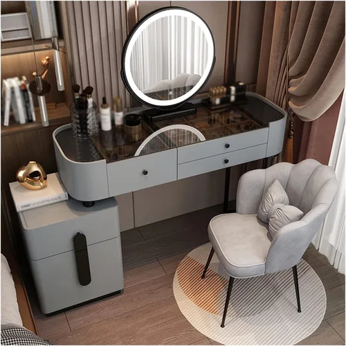 Vista 10 de Dressing Table Makeup Table Dresser Bedroom Modern Minimalist Makeup Table Storage Cabinet Large Combination Cabinet with Makeup Chair Dresser White