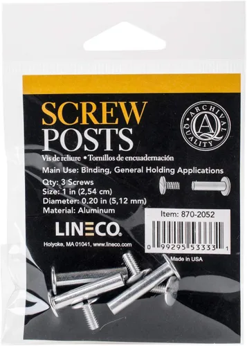 Lineco Tornillos de aluminio para encuadernación de 3/Pkg, 1"