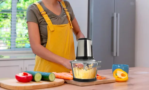 Vista 7 de Food Processors & Vegetable Chopper with Glass Bowl Ground Meat Vegetables Fruits Nuts Ice, Stainless Steel