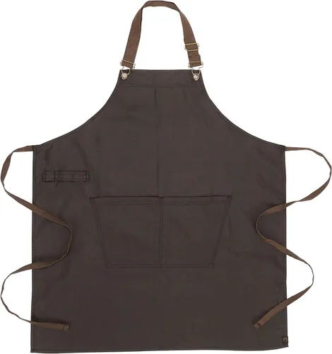 Vista 7 de Chef Works Delantal unisex con peto Boulder Marrón/Negro