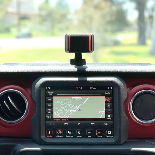 Vista 6 de Cellet Soporte de teléfono para bandeja de tablero con almacenamiento compatible/reemplazo para Jeep Wrangler JL, JLU (2018-2024), Jeep Gladiator JT