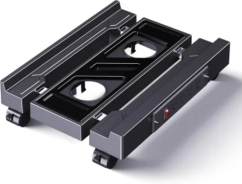 Vista 10 de Soporte de torre ajustable para computadora con ventilador enfriador y luz, soporte de PC para piso, soporte de CPU móvil con 4 ruedas giratorias