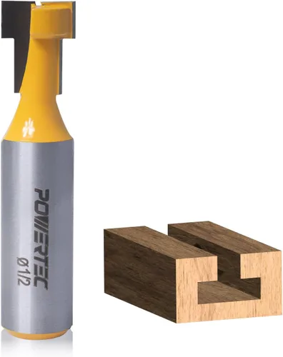 Vista 17 de POWERTEC - Broca de router de ranura en T, broca de router con punta de carburo de tungsteno, vástago de 1/2 pulg., diámetro de 1-1/16 pulg.