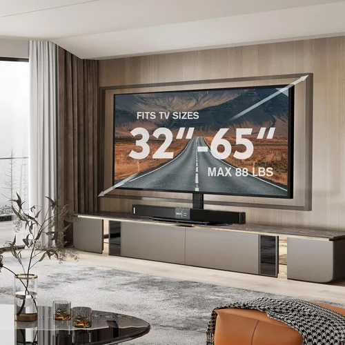 Vista 5 de Soporte universal giratorio para TV con base de mesa para televisores de 32 a 65 pulgadas con giro de 80 grados, base de 4 niveles de altura