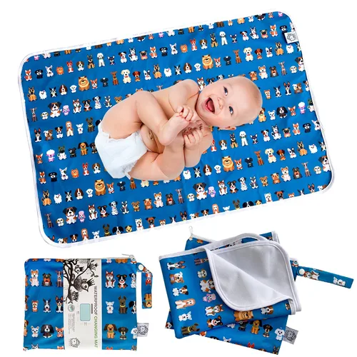 Vista 7 de Flockthree - Cambiador de pañales impermeable para bebé con bolsa de almacenamiento (28.7 x 19.7 pulgadas), lavable, lavable, reutilizable, a prueba