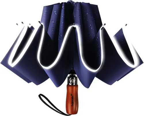 Vista 14 de Lejorain Golf Large Inverted Umbrella - Black Big Windproof Heavy Duty Upside Down 46/50/54 Inch Compact Reverse Car Automatic Folding Reflective