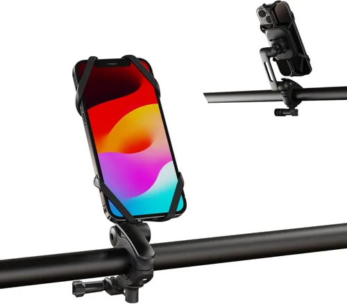 Rcool Soporte universal de teléfono para bicicleta, con base de montaje de hebilla, rotación de 360°, fijación de cuatro esquinas para bicicletas,