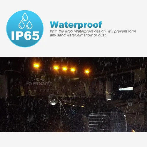 Vista 4 de Partsam 5 luces rectangulares ámbar 6 LED parte superior transparente para Freightliner Volvo