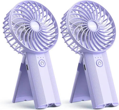Vista 8 de 2 mini ventiladores portátiles plegables de mano USB recargable ventilador personal cuello escritorio 4 velocidades 3 en 1 mini ventilador de mano