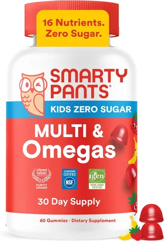 SmartyPants Gomitas multivitamínicas sin azúcar para niños, Omega 3 ALA, 60