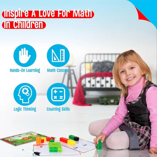 Vista 7 de Cubos de enlace de matemáticas, 100 manipuladores de cubos matemáticos con 30 actividades de aprendizaje Bloques de conteo numérico Contadores