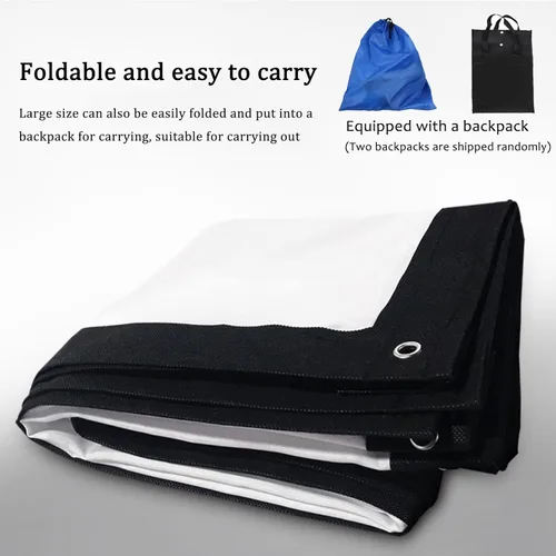 Vista 2 de Pantalla de proyector de 72 a 200 pulgadas, pantalla de proyector de película portátil plegable, compatible con proyección de doble cara, pantalla