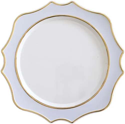 Vista 19 de OCCASIONS" - 10 piezas de platos base de plástico festoneados desechables/reutilizables de 13.25 pulgadas para bodas