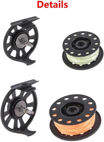 Vista 4 de SEIWEI Fly Fishing Reel, Fly Reel GLA 5/6WT Large Capacity Plastic Fishing Reel with 30m Nylon Line, for Basic Fishing Lines Black