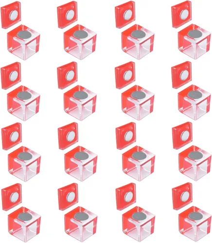 Vista 10 de Pestillos magnéticos, 6 juegos de pestillos magnéticos de acrílico transparente para puertas de vidrio autoadhesivas, cierre magnético para armario