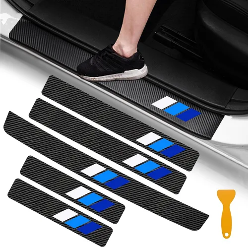 Vista 8 de YOSRTER 5 calcomanías protectoras para umbral de puerta, accesorios para Toyota, Tacoma 4Runner, Tundra, TRD Rav4, Highlander, protector de umbral