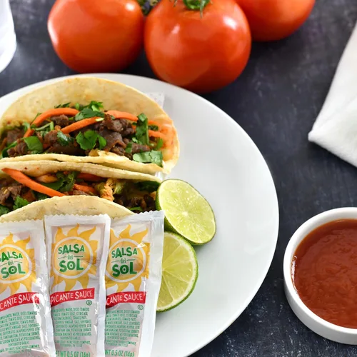 Vista 3 de Salsa Del So l Paquete de salsa Picante individual (paquetes de 0.5 onzas, paquete de 200)