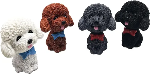 Vista 6 de IBWell Mini perro con cabeza de rebotar para decoración de tablero de tablero de automóvil, juguete de peluche para cachorros con pestaña adhesiva