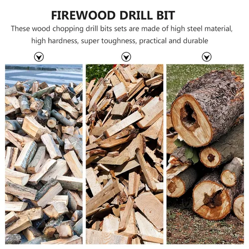 Vista 3 de Electric Splitter Drill Bit Set 5pc 45mm Wood Splitting Drill Bits Kit for Firewood Log Splitting Household Wood Chopping Tool