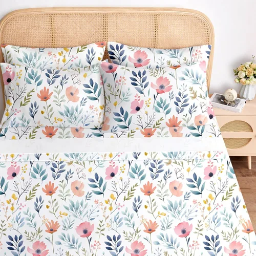 Vista 12 de BYSURE Juego de sábanas estampadas de 6 piezas (tamaño Queen, cabina de invierno), ropa de cama de microfibra con bolsillo profundo de 15 pulgadas