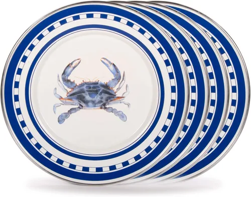 Golden Rabbit Platos sándwich esmaltados, 8.5 pulgadas, cangrejo azul, juego de 4