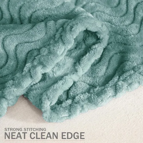 Vista 7 de Exclusivo Mezcla King Blanket for Bed, Cozy Lightweight Fleece Blankets for All Season, Decorative Giftable Fuzzy Plush Wave Textured Suitable for