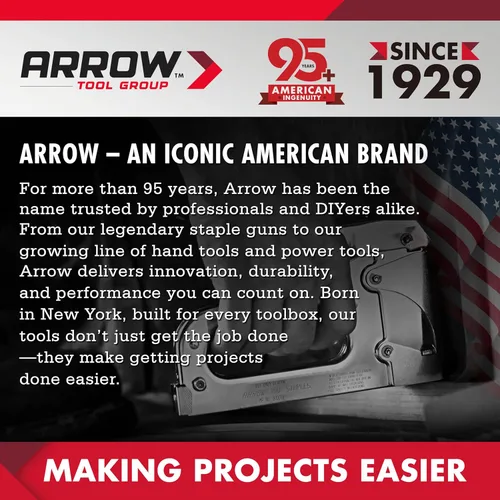 Vista 2 de Arrow Kit de pistola de grapas resistente T50, grapadora de acero cromado, con 3750 grapas T50 de 1/4 pulgadas, 3/8 pulgadas, 1/2 pulgadas