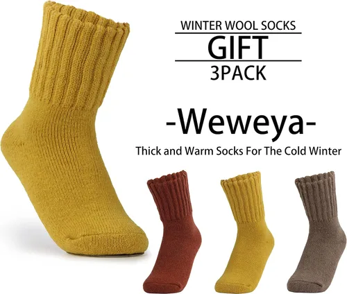 Vista 2 de Weweya Calcetines para botas para mujer calcetines gruesos de invierno calcetines cálidos de punto regalos para mujer