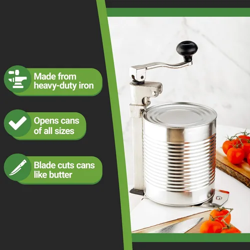 Vista 11 de Restaurantware Met Lux - Abrelatas comercial de 18 pulgadas, 1 abrelatas industrial de alta resistencia, base atornillada, mango ergonómico