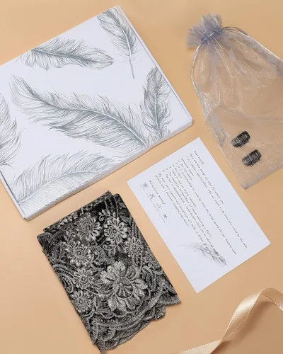 Vista 4 de Bozidol Velos triangulares de mantilla de capilla católica bordado de camelia corta bufanda de masa latina velo de encaje de iglesia con caja