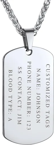 FindChic Etiquetas de perro personalizadas para hombres con silenciador, texto personalizado grabadofoto impresa, etiqueta de identificación militar