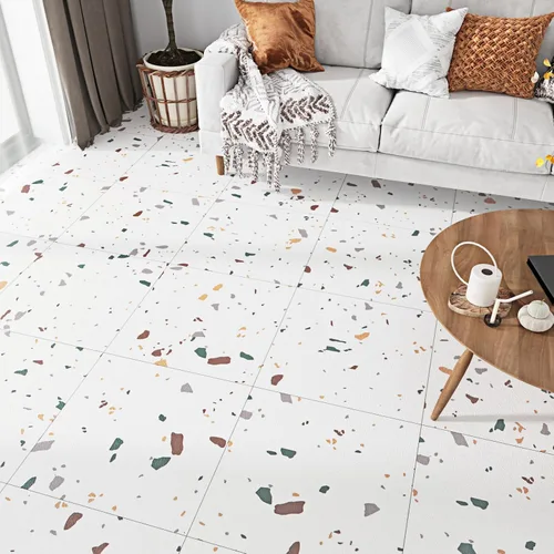 Vista 4 de WESTICK Azulejos de terrazo para despegar y pegar, azulejos de suelo de baño, impermeables, de 12 x 12 pulgadas, suelo de vinilo autoadhesivo