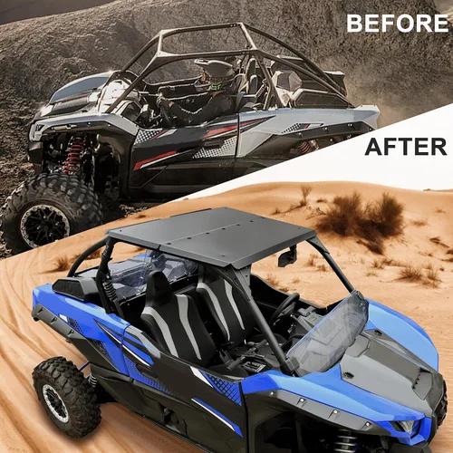 Vista 4 de SAUTVS Cubierta de techo duro de aluminio para Kawasaki Teryx KRX 1000 2020-2026, accesorios 2020-2026, visera solar combinada a prueba de polvo