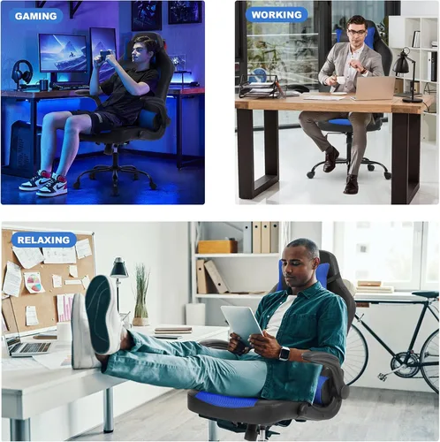 Vista 6 de Silla de computadora para videojuegos, silla de computadora de carreras, silla de oficina, silla de escritorio moderna y ajustable, silla ergonómica