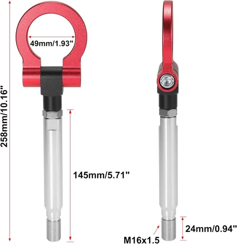 Vista 4 de X AUTOHAUX Argolla Roja de Aleación de Aluminio para Parachoques Delantero con Ojo para Remolque Gancho Tornillo para Subaru Impreza WRX BRZ