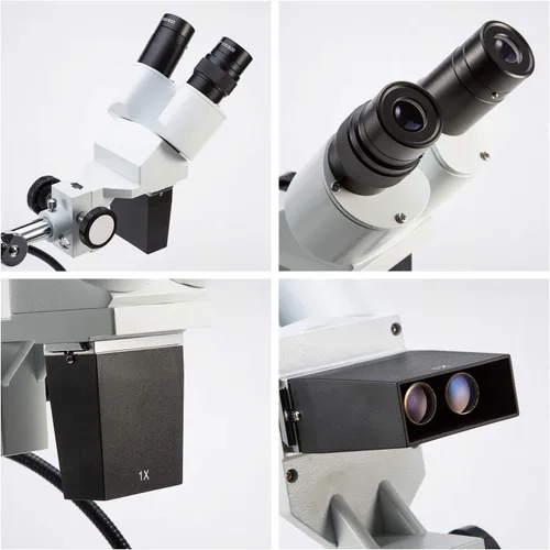Vista 4 de Swift Microscopio estéreo binocular profesional de disección S41-20, oculares WF10x WF20x, aumento 10X 20X, objetivo 1X, iluminación LED, soporte