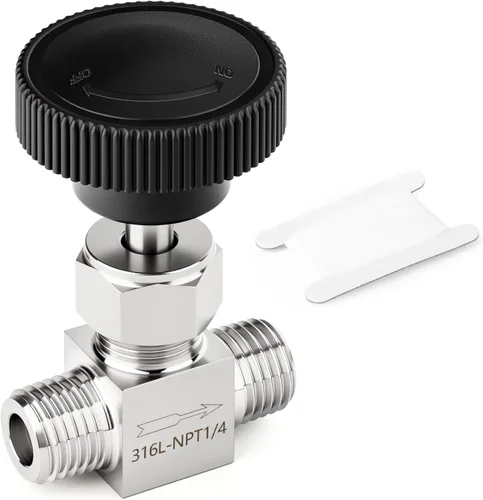 Vista 61 de TAISHER 1 pieza Válvula de aguja de 90 grados de acero inoxidable 304 de 1/4" hembra NPT para control de flujo de agua, gas, aceite con rosca