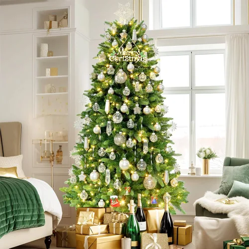 Vista 7 de SHareconn Juego de 86 adornos transparentes para árbol de Navidad, bolas de plástico irrompibles y transparentes para decoración de árbol de Champán