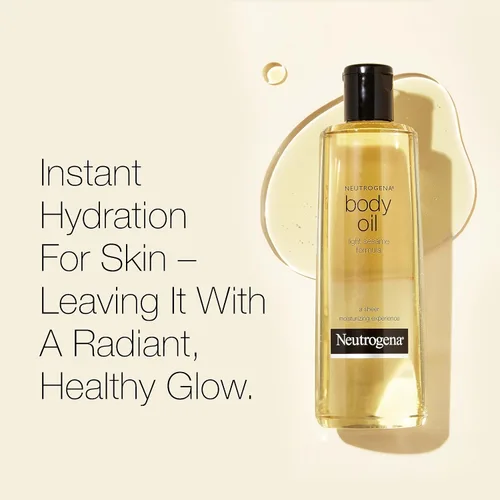 Vista 2 de Neutrogena Aceite corporal de fórmula ligera de sésamo, paquete doble de 16 onzas líquidas, hidratante radiante para piel seca, aceite de baño