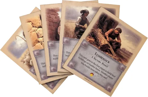 Professions Victory Point Cards, Bricklayer, Stonemason, Farmer, Shepherd, Lumberjack, compatible with Catan's Settlers of Catan 5th Edition,