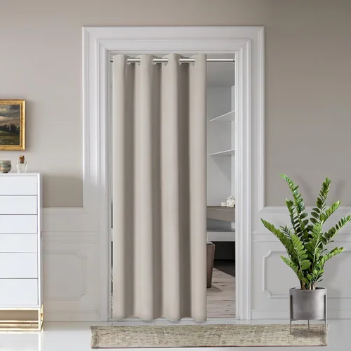 AOSKY Cortinas de puerta para privacidad en la puerta, cortinas beige con ojales para dormitorio, cortina de ventana de puerta, cortinas de