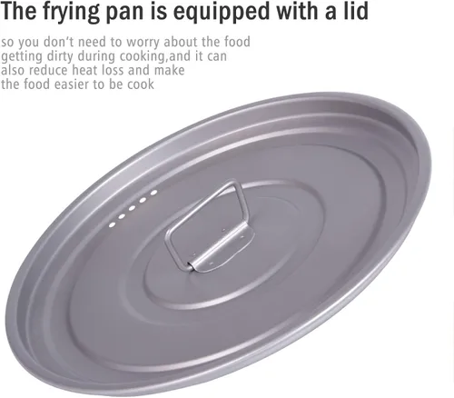 Vista 5 de Boundless Voyage Sartén antiadherente de titanio con mango plegable, revestimiento de cerámica antiadherente, olla de cocina para acampar al aire