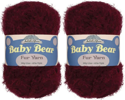 Vista 44 de JubileeYarn - Ovillo de lana de oso de bebé, piel de poliéster, 3.53 onzas/madeja, color blanco, 2 madejas