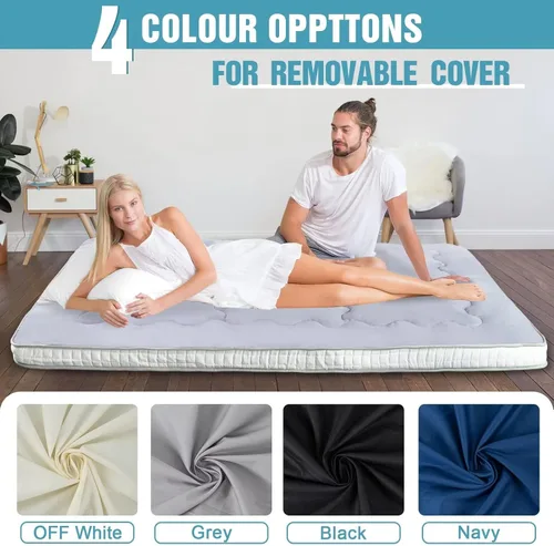 Vista 4 de KIAYACI Colchón japonés de piso para campaña, colchón individual, almohadilla de colchón de espuma viscoelástica para dormitorio universitario