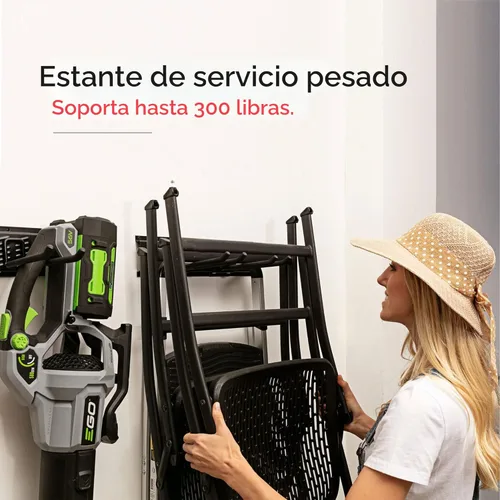 Vista 3 de TIDYME Organizador de herramientas de garaje para montaje en pared, 48 pulgadas, estante de almacenamiento resistente con ganchos ajustables