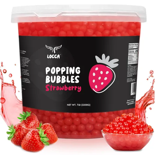 Vista 12 de Kit de Perlas Boba Reventadoras con Sabores de Mango, Lichi, Arándano y Fresa (4 x 17 oz) Kit de Perlas de Sagú para Té Boba Perlas Boba