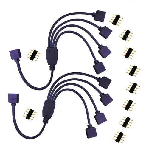 Vista 4 de Cable divisor LED de 4 pines, divisor de tira LED RGB de 3 vías, divisor de cinta LED de 1 a 3 divisores, conector de tira LED SMD 5050 3528 2835