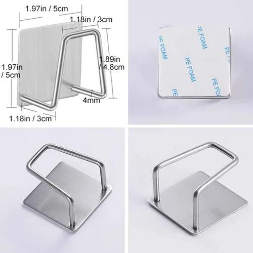 Vista 5 de Adhesive Sponge Holder Sink Caddy for Kitchen Accessories - SUS304 Stainless Steel Rust Proof Waterproof, Quick Drying (2 Pack)
