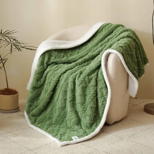 Vista 12 de Simple&Opulence Manta de forro polar sherpa, suave, esponjosa, cálida y acogedora, con elegante patrón 3D para sofá, cama, color azul, 30 x 40